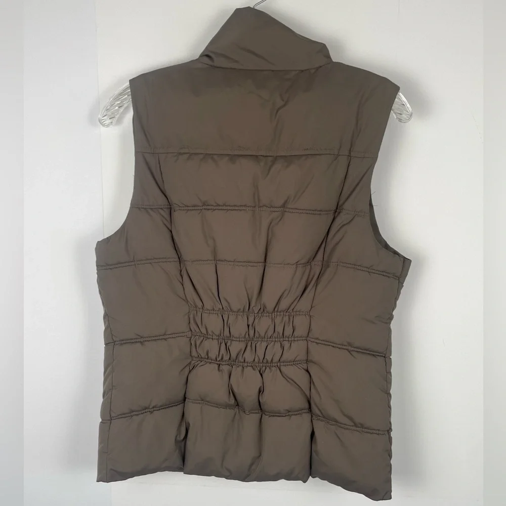 GAP Women's Vest Zip Up Puffer Vest with Pockets Taupe Activewear Size Small